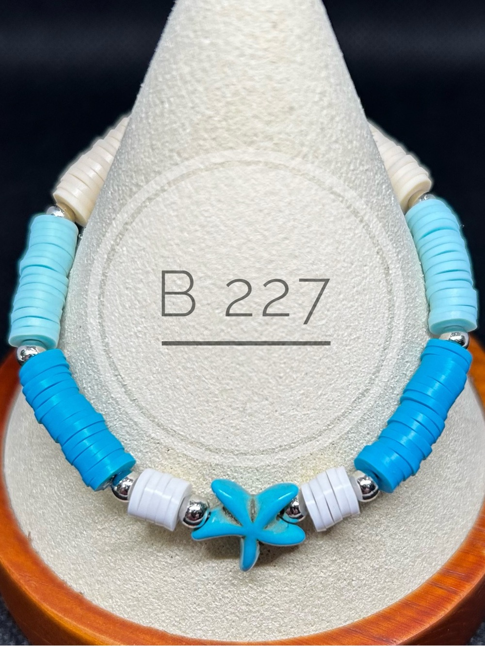 Turquoise & White Starfish Bead Stretch Bracelet